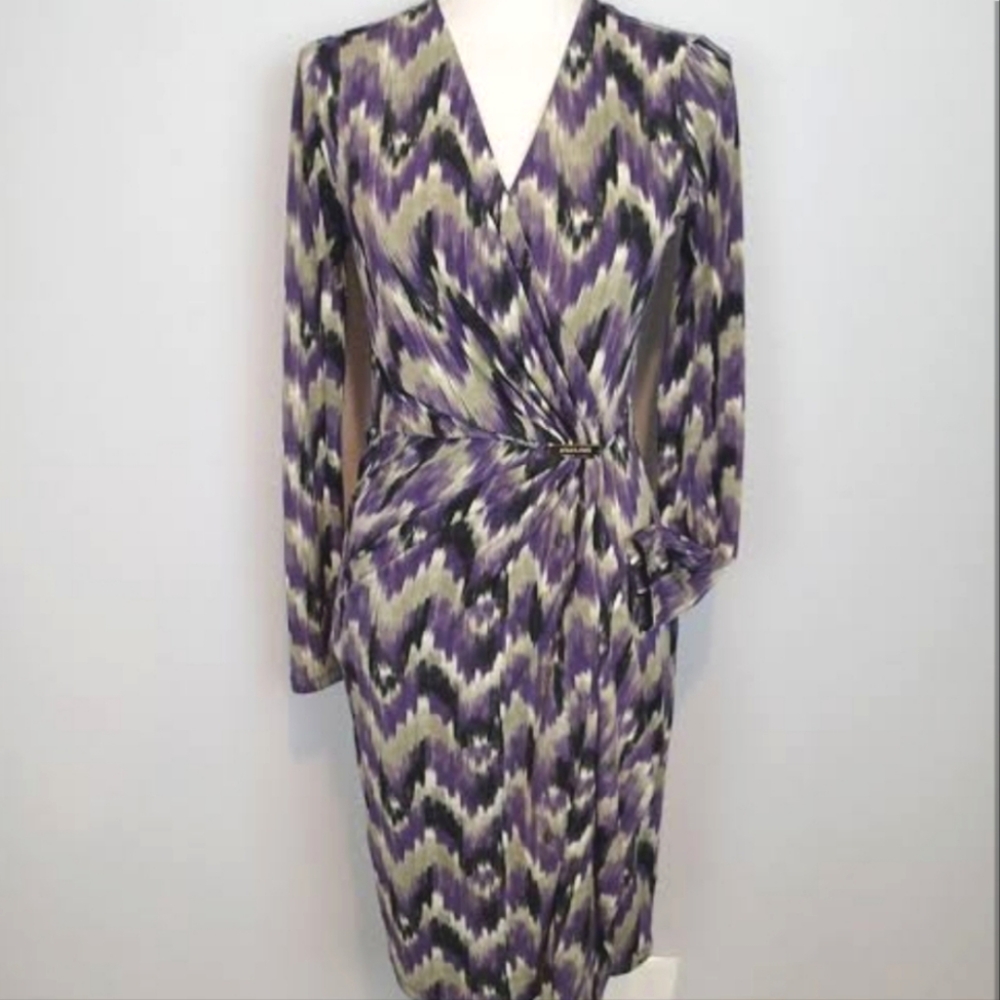MICHAEL KORS | Long Sleeved Faux Wrap Dress